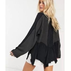 Free People Black and Gray Sweatshirt